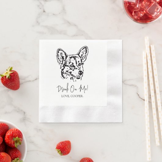 Welsh Corgi Dog Custom Cocktail Napkin Serviette (Beispiel)