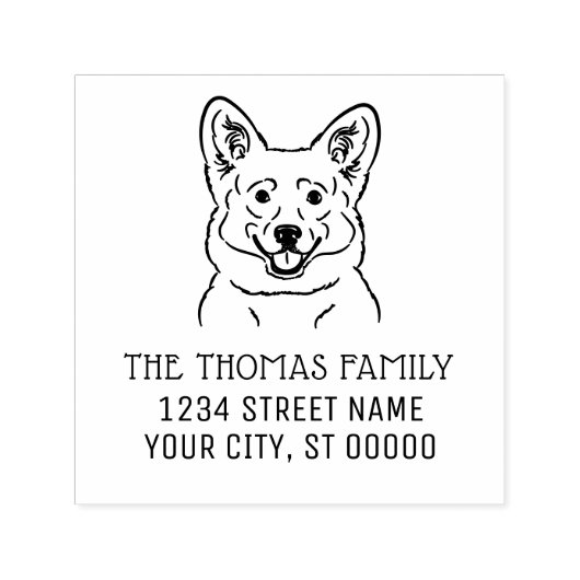 Welsh Corgi Dog Face Rücksendeadresse Permastempel (Design)