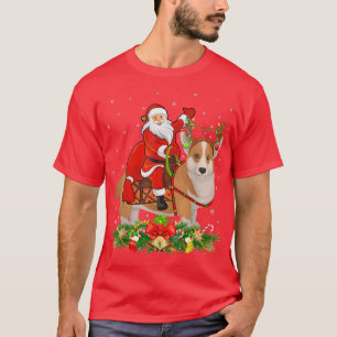 Welsh Corgi Dog Lover Santa Riding Welsh Corgi Chr T-Shirt