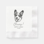 Welsh Corgi Dog Personalisiert Cheers Napkins Serviette (Vorderseite)