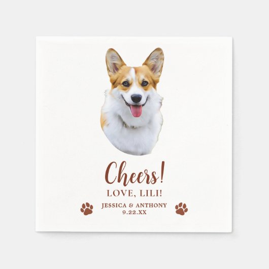 Welsh Corgi Dog Personalisiert Cheers Serviette (Vorderseite)