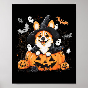 Welsh Corgi Dog Pumpkin Halloween Erntedank Poster