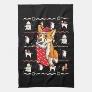 Welsh Corgi Dog Ugly Christmas Geschirrtuch