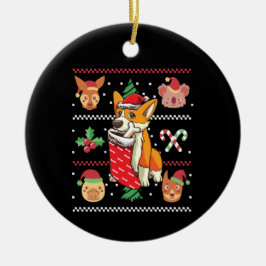 Welsh Corgi Dog Ugly Christmas Keramik Ornament