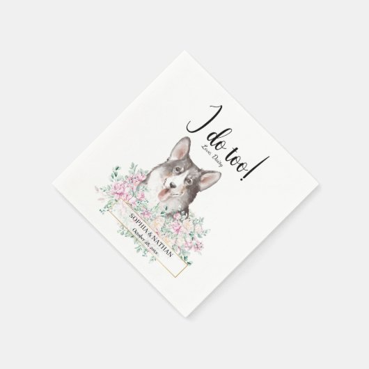Welsh Corgi Dog Wedding Cocktail Napkins Serviette (Ecke)