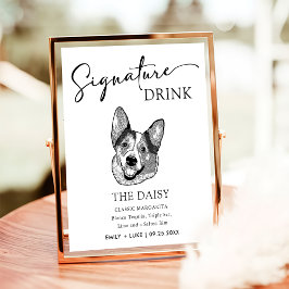Welsh Corgi Dog Wedding Signature Drink Sign Poster