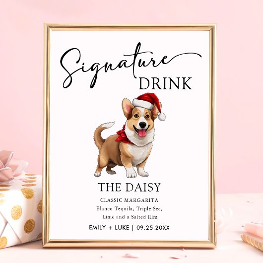 Welsh Corgi Dog Wedding Signature Drink Sign Poster