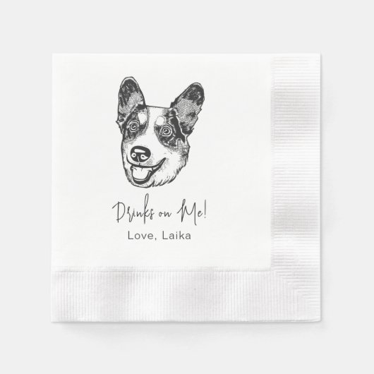 Welsh Corgi DogPersonalized Drink on me Serviette (Vorderseite)