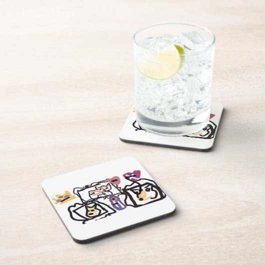 Welsh Corgi hearts  Getränkeuntersetzer (Rechte Seite)