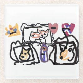 Welsh Corgi hearts  Glasuntersetzer