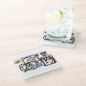 Welsh Corgi hearts  Glasuntersetzer (Schrägansicht)