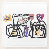 Welsh Corgi hearts  Glasuntersetzer (Vorderseite)