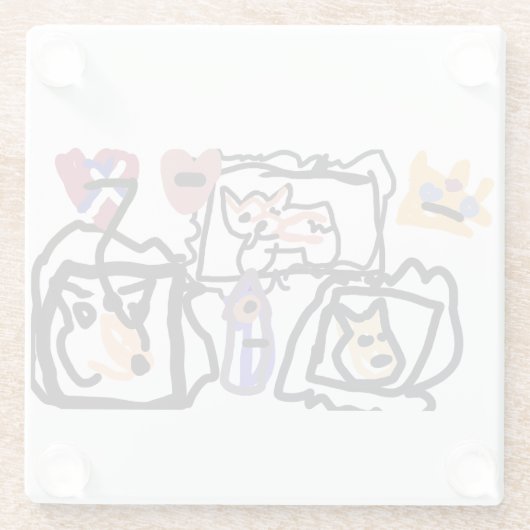 Welsh Corgi hearts Glasuntersetzer (Rückseite)