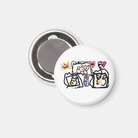 Welsh Corgi hearts  Magnet (Vorderseite/Rückseite)