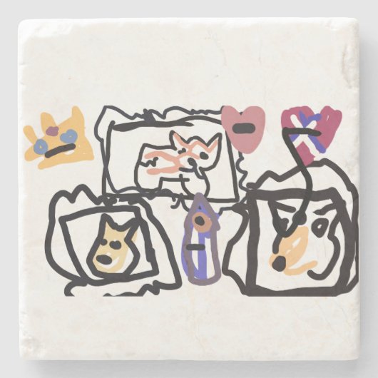 Welsh Corgi hearts  Steinuntersetzer (Vorderseite)