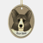 Welsh Corgi Hund Keramik Ornament (Rechts)