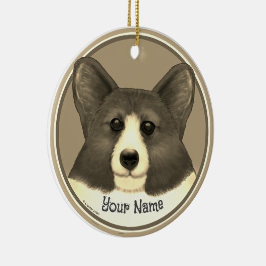 Welsh Corgi Hund Keramik Ornament (Rechts)