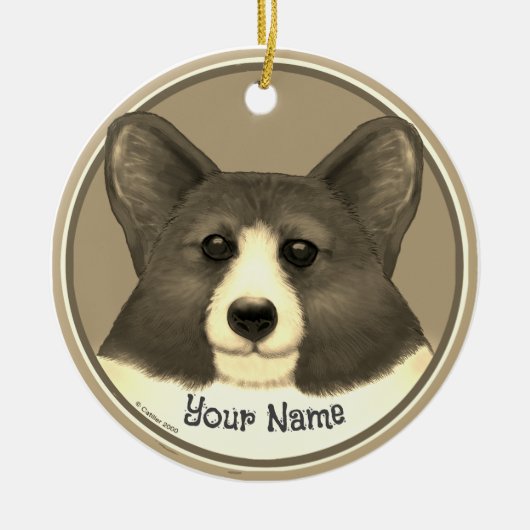 Welsh Corgi Hund Keramik Ornament (Vorne)