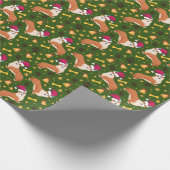 Welsh Corgi Hund mit Weihnachtsmannmütze Weihnacht Geschenkpapier (Ecke)