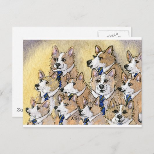 Welsh Corgi Hundechor Postkarte (Vorne/Hinten)