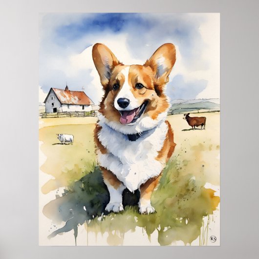 Welsh Corgi - Hundekunstdruck Poster (Vorne)