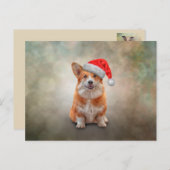Welsh Corgi in red hat of Santa Claus Postkarte (Vorne/Hinten)