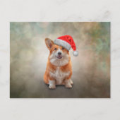 Welsh Corgi in red hat of Santa Claus Postkarte (Vorderseite)