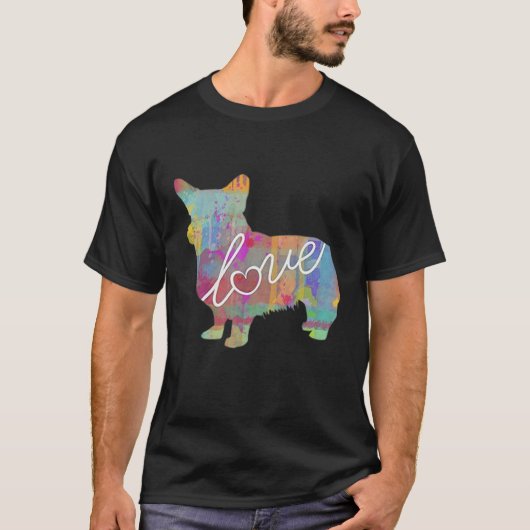 Welsh Corgi Liebt Hunde T-Shirt (Vorderseite)
