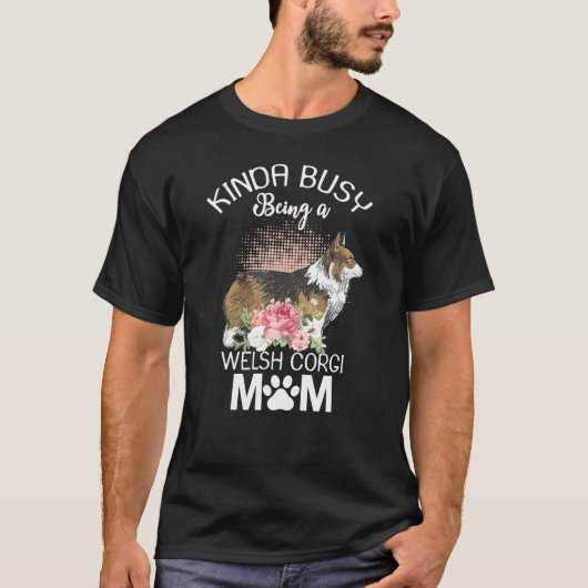 Welsh Corgi Mama Floral Dog Women T-Shirt (Vorderseite)
