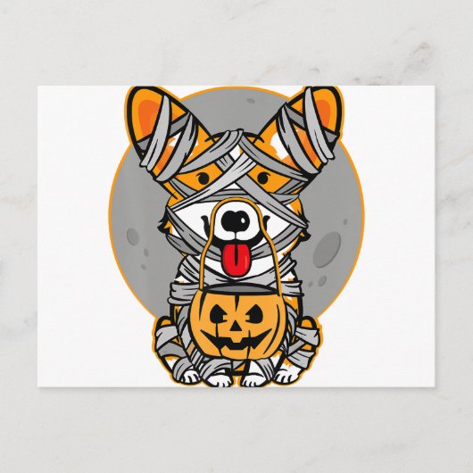 Welsh Corgi Mummy Niedlich Halloween Kostümhund Lo Postkarte (Vorderseite)