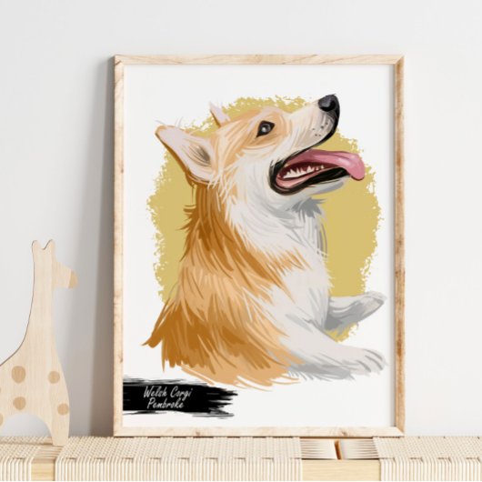 Welsh Corgi Pembroke Dog Portrait | Pet Portrait Poster