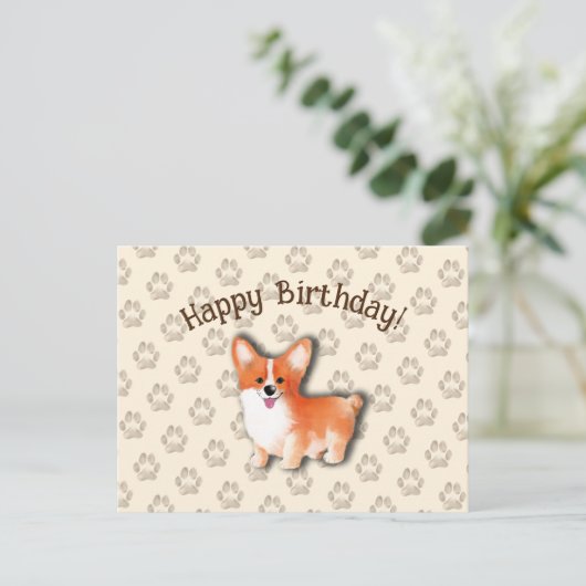 Welsh Corgi Pembroke Happy Birthday Editable Postkarte (Stehend Vorderseite)