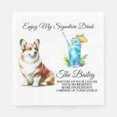 Welsh Corgi Signature Drink Wedding Pet Serviette (Vorderseite)