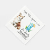 Welsh Corgi Signature Drink Wedding Pet Serviette (Ecke)