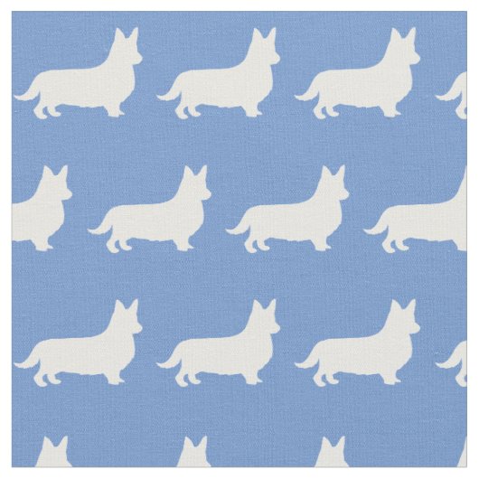 Welsh Corgi Silhouette Pet Pembroke Light Blue Stoff (Nahaufnahme)