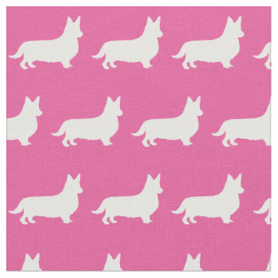 Welsh Corgi Silhouette Pet Pembroke Pink Stoff