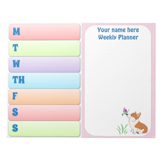 Welsh Corgi Weekly Planner Notizblock (Vorderseite)