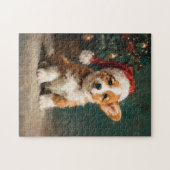 Welsh Corgi Welpen-Weihnachtsbild Puzzle (Horizontal)