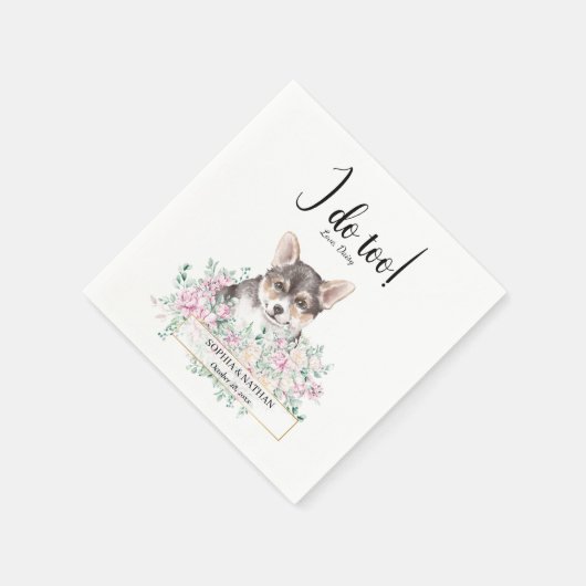 Welsh Corgi Welppy Dog Wedding Cocktail Napkins Serviette (Ecke)