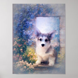 Welsh Corgi Welppy in Doorway Poster