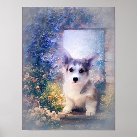 Welsh Corgi Welppy in Doorway Poster (Vorne)