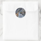 Welsh Corgi Xmas Wintry-Szene Runder Aufkleber (Tasche)