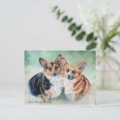 WELSH CORGIES POSTKARTE (Stehend Vorderseite)