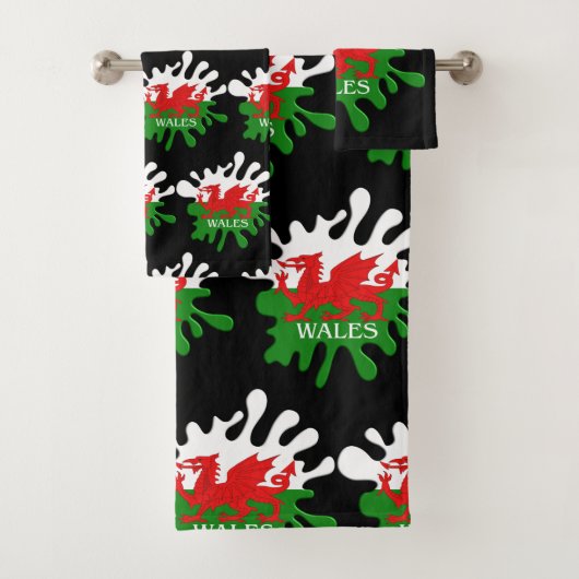 Welsh Cymru Flag Badhandtuch Set (Insitu)