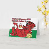 Welsh Dragon, 6 Nations Champions, Wales / England Karte (Gelbe Blume)