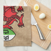 Welsh Dragon Custom Monogram Geschirrtuch (Viertel Falte)