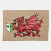 Welsh Dragon Custom Monogram Geschirrtuch (Horizontal)