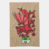Welsh Dragon Custom Monogram Geschirrtuch (Vertikal)