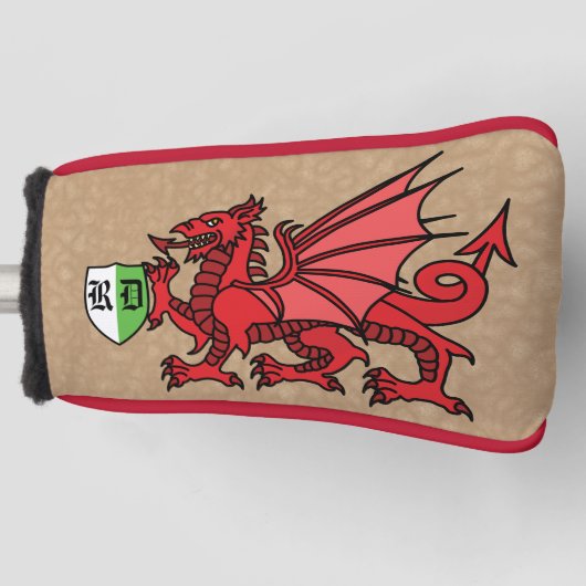 Welsh Dragon Custom Monogram Golf Headcover (Vorderseite)