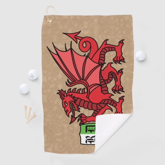 Welsh Dragon Custom Monogram Golfhandtuch (Insitu)